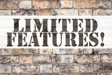 Aufkleber - Conceptual announcement text caption inspiration showing Features. Business concept for Advertisement Advertising written on old brick background with copy space