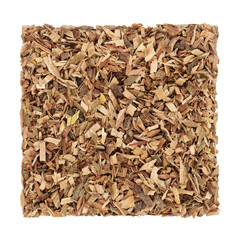 Poster - White willow bark herb used in alternative herbal medicine and has pain relieving and anti inflammatory properties and is similar to aspirin in its effects, on white background. Salix alba.