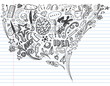 Creative art doodles hand drawn Design illustration on lined notebook paper