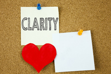 Aufkleber - Conceptual hand writing text caption inspiration showing Clarity concept for Clarity Message and Love written on sticky note, reminder cork background with copy space