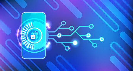 Poster - Mobile Access Loading Smartphone Security Concept Identification And Protection App Vector Illustration