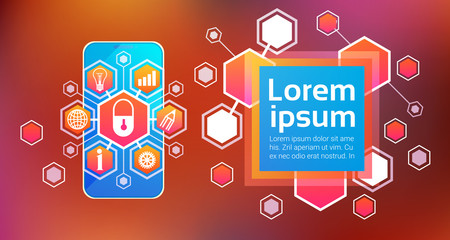 Poster - Mobile Security Locked Smartphone Concept Device Identification And Protection App Vector Illustration