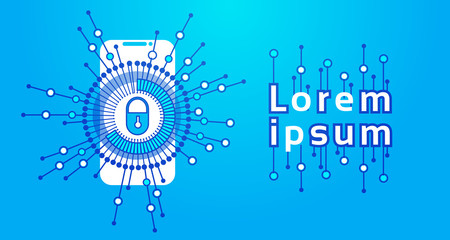 Poster - Smart Phone Locked User Verification App Security Concept Identification And Protection Smartphone Lock Button On Screen Vector Illustration
