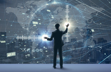 Poster - Worldwide business concept. Futuristic graphical user interface.