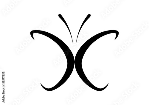 Simple Line Art Black Animal Butterfly Like Initial Letter Cc Logo