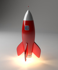 Poster - Modern digital rocket launching 3D rendering