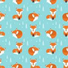 Fox Seamless Pattern. Vector Illustration