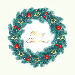 Wall Mural - сhristmas wreath on white background. vector illustration.