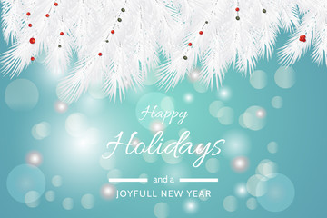 Wall Mural - turquoise happy holidays and joyful new year vector illustration. happy holidays vector.