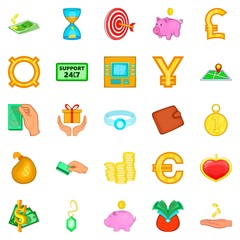 Poster - Big money icons set, cartoon style
