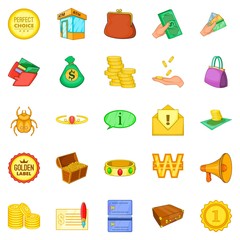 Poster - Ready cash icons set, cartoon style