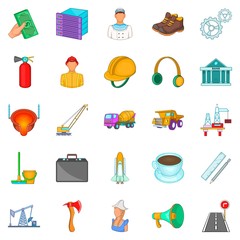 Poster - Big work icons set, cartoon style