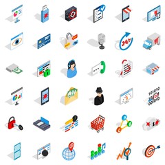 Poster - All day support icons set, isometric style