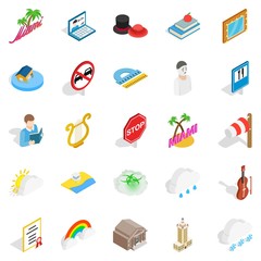 Poster - Personality icons set, isometric style