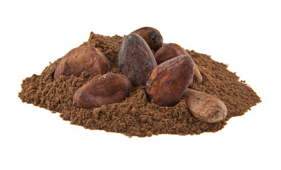 Poster - ground cocoa isolated on white background