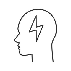 Sticker - Human head with energy symbol linear icon