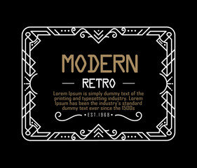 Wall Mural - art deco label vintage linear thin line geometric shape retro frame badge