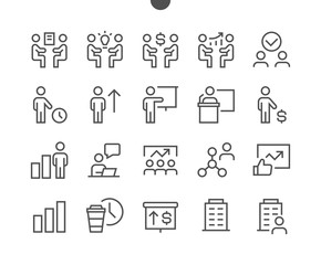 Poster - Business UI Pixel Perfect Well-crafted Vector Thin Line Icons 48x48 Ready for 24x24 Grid for Web Graphics and Apps with Editable Stroke. Simple Minimal Pictogram