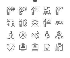 Poster - business ui pixel perfect well-crafted vector thin line icons 48x48 ready for 24x24 grid for web gra