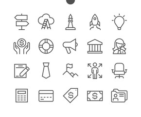 Poster - Business UI Pixel Perfect Well-crafted Vector Thin Line Icons 48x48 Ready for 24x24 Grid for Web Graphics and Apps with Editable Stroke. Simple Minimal Pictogram