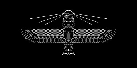 Graphic illustration of egypt sacred scarab pattern. Ancient egypt art.