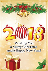 Wall Mural - Merry Christmas and Happy New Year! - greeting card card the holiday season 2018