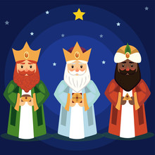 Vector Illustration Of The Three Wise Men.
