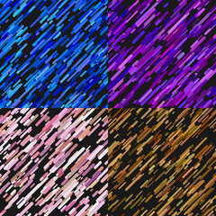 Poster - Random diagonal stripe pattern background set - trendy vector design from colored rounded stripes