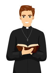 Sticker - Man Priest Bible Book Illustration