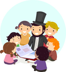 Poster - Stickman Abraham Lincoln Book Kids Illustration