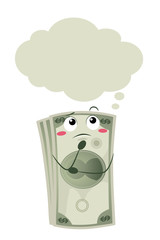 Canvas Print - Money Bill Mascot Think Illustration