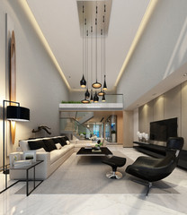 3d render of luxury living room