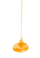 Wall Mural - Sweet honey pouring on white background