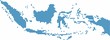 Blue square Indonesia map on white background, vector illustration.
