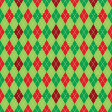 Argyle Diamond Pattern Background In Christmas Colors. Wrapping Paper In Vector Format