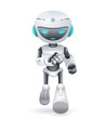 Running Cute Robot Innovation Technology Science Fiction Future Little 3d Icons Set Design Vector Illustration