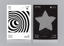 Set Of Rock Music Flyer Layout. Mockup Vector Illustration.