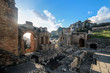 old ruins in greek theater in Taormina	