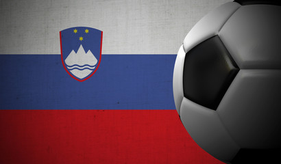 Soccer football against a Slovenia flag background. 3D Rendering