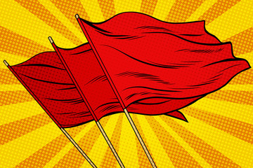 Wall Mural - Red flag pop art background