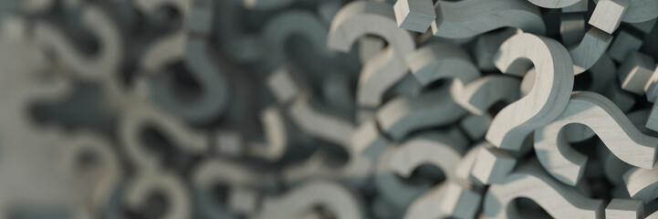 Fototapete - Infinite wooden question marks, original 3d rendering