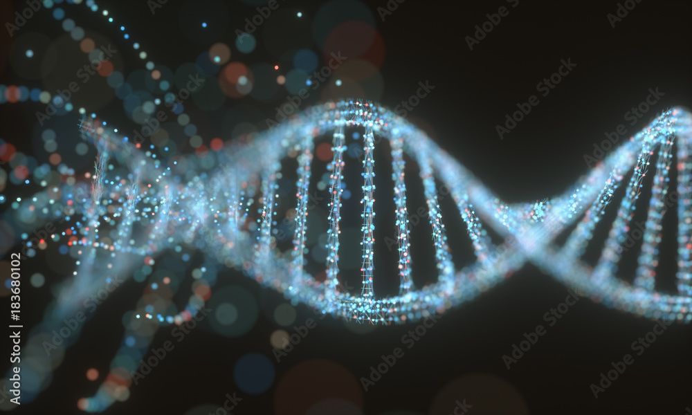 Colorful DNA molecule. Concept image of a structure of the genetic code. - obrazy, fototapety, plakaty 
