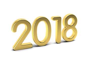 Wall Mural - Happy New Year 2018. Golden Numbers.3D Render Illustration