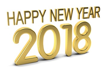 Wall Mural - Happy New Year 2018. Golden Numbers.3D Render Illustration