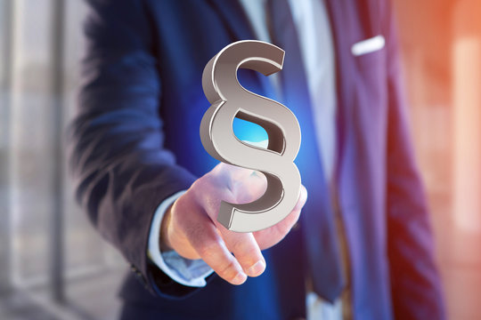 Justice and law symbol displayed on a futuristic interface - 3d rendering