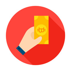 Poster - Hand Holding Bitcoin Circle Icon