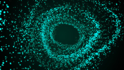 Poster - abstract background with tunnel particles. 3d rendering