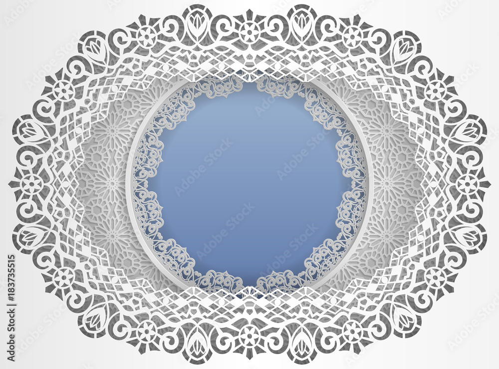 Round white frame in an oval