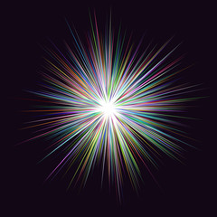 Poster - Abstract multicolored explosion design on black background - vector graphic