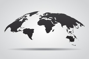 Poster - 3D Map of the World with Shadow Isolated on White Background. Vector Illustration